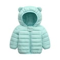 thumbnail image 1 of YYDGH Kids Toddler Baby Boys Girls Winter Coat Bear Hooded Light Puffer Padded Jacket Solid Zipper Windproof Outwear Snowsuit(Green,12-18 Months), 1 of 9