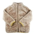 thumbnail image 1 of Clearance YYDGH Toddler Boys Girls Sherpa Fleece Jacket Full Zip Warm Long Sleeve Plush Jacket Coat Outerwear Fall Winter Casual Overcoat(Khaki,18-24Months), 1 of 3