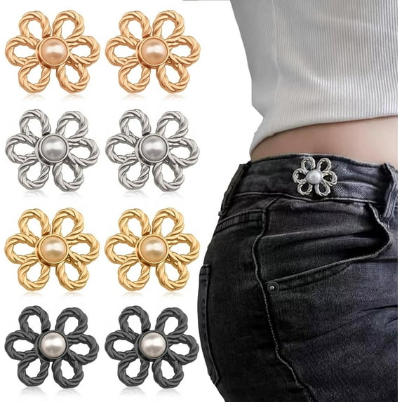 Clearance!YZEGDCH 16 Sets Pant Waist Tightener for Women No Sewing Adjustable Flower Jeans Button for Loose Jeans Pants Skirts Sewing Accessories