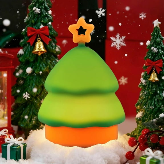 Soft Christmas Tree Night Light with RGB Modes Dimmable Nursery Nightlight Hangable Cute Christmas Lamp Novelty Silicone Touch Bedside Lamp for Bedroom Dorm Decor