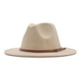 thumbnail image 1 of Clothing 2025 Yajing Womens Baseball Caps Womens Classic Wide Floppy Panama Hat Belt Buckle Wool Fedora Hat Baseball Caps Men Beige One Size, 1 of 1