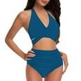 thumbnail image 1 of Yajing Womens Bathing Suits Modest High Waisted Bikini Sets Cute 2 Piece Swim Suit 2025 Blue Xxl Swimwear for Women, 1 of 4
