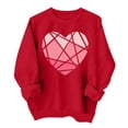 thumbnail image 1 of Clearance! Yajing Crewneck Sweatshirts Women Sweatshirt for Women Valentine's Day Sweater Ladies Cute Love Print T Shirt Pullover Sweatshirt Top S Red, 1 of 4