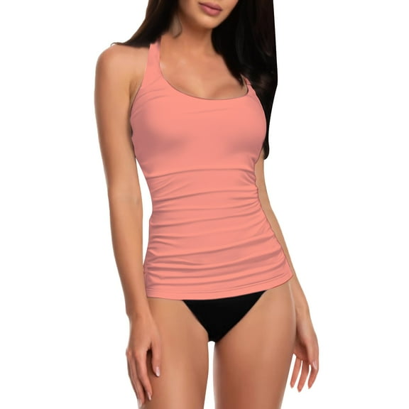 Clearance! Yajing Full Cup Plus Size Swimsuit Pink L Tankini Tops for Women Swimwear Top Tummy Bathing Suit Top No Bottom