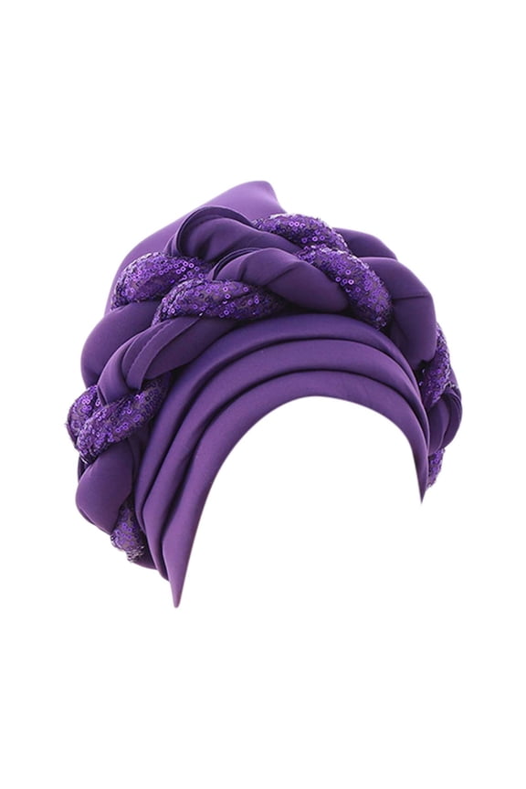 Clothing 2025 Yajing Hats for Men Fashion Women Beading Braid Hat Muslim Ruffle Cancer Beanie Wrap Cap Sleep Caps Satin Lined Hair Bonnets One Size Purple