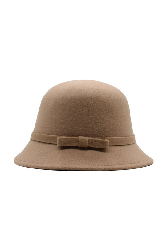 Clearance! Yajing Bucket Hats for Men Brown One Size Womens 1920S Bucket Cloche Hat Winter Faux Wool Crushable Bowler Hat Vintage Cloche Round Hat