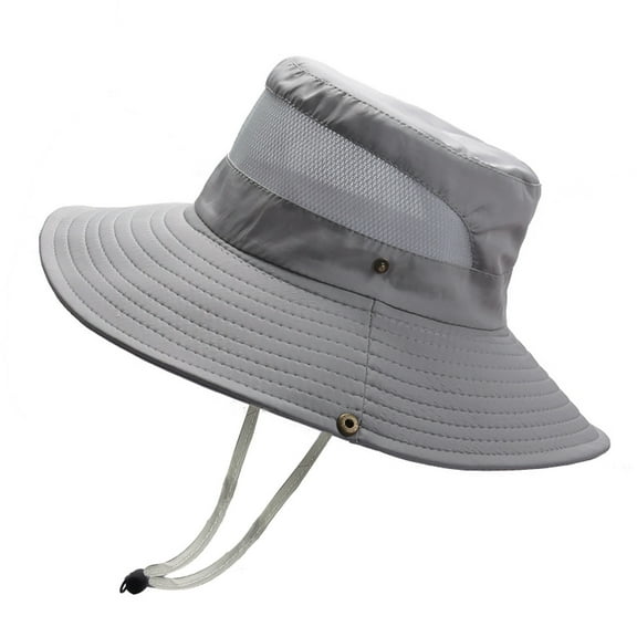 Clearance! Yajing Hats for Men Mens Outdoor Sun Protection Mesh Breathable Fisherman Cap Foldable Bucket Hat One Size Gray