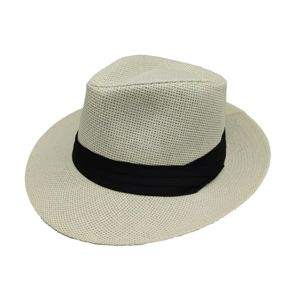 Clearance! Yajing Hats for Men Unisex Men Women Panama Wide Brim Straw Hats Aldult Jazz Straw Hat Top Hat Sun Hat One Size Beige