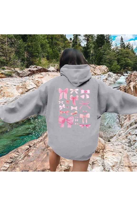 Clothing 2025 Yajing Hoodies for Women Women's Fashionable Youth Campus Top Printed Floral Sweatshirt Hoodie Oversized Hoodies for Women Gray L