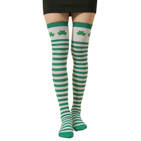 Clearance! Yajing Mens Socks Women Girls Fashion Irish St. Festive Stripe Middle Tube Socks Stockings One Size Multi-Color