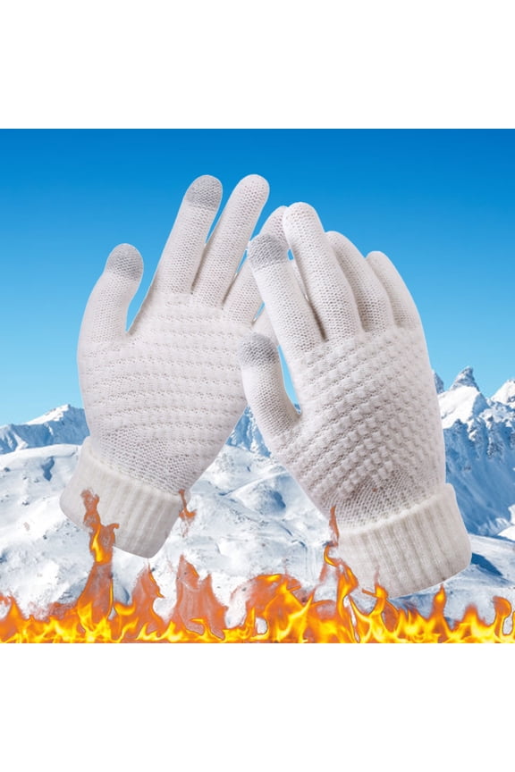 Clearance! Yajing Mittens for Women Men's and Women's Snowflake Printing Creative and Fashionable Mobile Phone with Screen Knitted Thick Ski Gloves Multi-Color One Size
