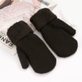 thumbnail image 1 of Clearance! Yajing Mittens for Women Thermal Gloves for Womens Winter Gloves Warm Gloves Fleece Lined Knit Gloves Elastic Cuff Knit Warm Lined Gloves Ski Gloves Black One Size, 1 of 4