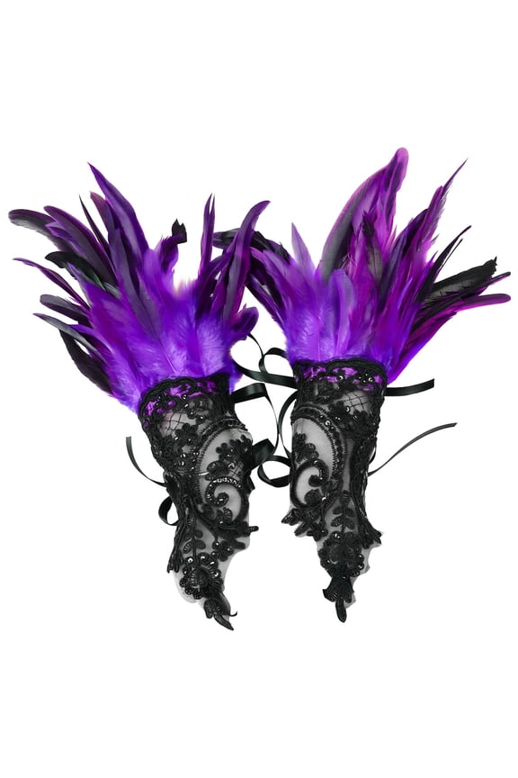 Clearance! Yajing Mittens for Women Feather Decorative Gloves Carnival Party Accessories Masquerade Show One Size Purple