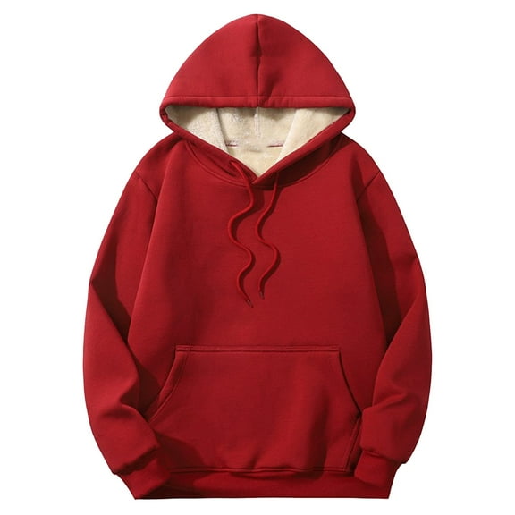 Clothing! Yajing Oversized Hoodies for Women Gnveub Women's Casual Winter Warm Fleece Lined Hooded Sweatshirt Thick Pullover Plus with Pockets Hoodies for Women Red Xxl