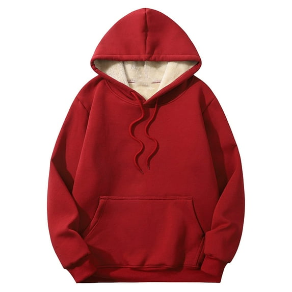 Clothing! Yajing Oversized Hoodies for Women Gnveub Women's Casual Winter Warm Fleece Lined Hooded Sweatshirt Thick Pullover Plus with Pockets Hoodies for Women Red Xxl