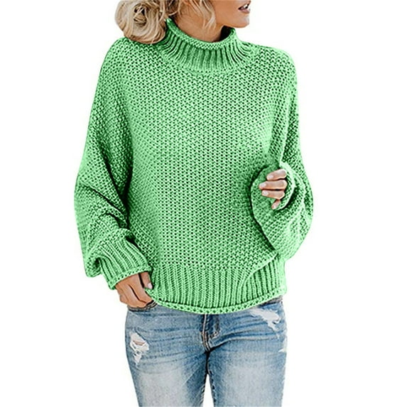 Clearance! Yajing Oversized Sweaters for Women Women's Knitted Sweater Women's Clothing Thick Thread High Neck Pullover Sweater Women Womens Sweaters Multi-Color Xxxl