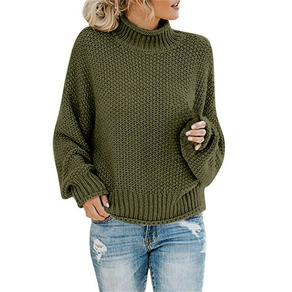 Clearance! Yajing Oversized Sweaters for Women Women's Knitted Sweater Women's Clothing Thick Thread High Neck Pullover Sweater Women Womens Sweaters Multi-Color L