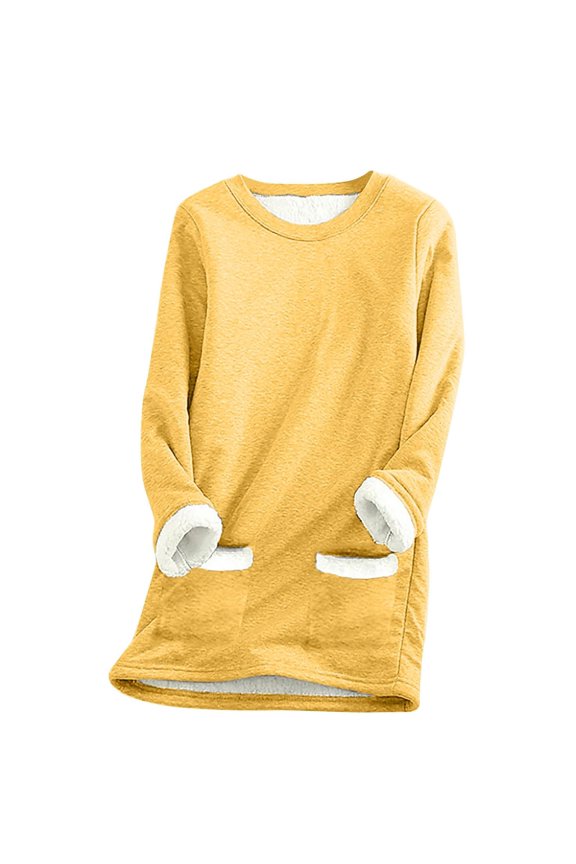 Clothing 2025 Yajing Oversized Sweatshirt for Women Fleece Winter Underwear Thick Warm Top O Neck Women Velvet Sweatshirt Women's Blouse Sweatshirt for Women Yellow Xxxxl