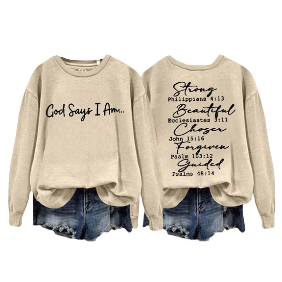 Clothing 2025 Yajing Oversized Sweatshirt for Women God Says I Am Sweatshirt for Women Winter Sweatshirt Cold Crewneck Sweatshirt Sweatshirt for Women Brown Xxl