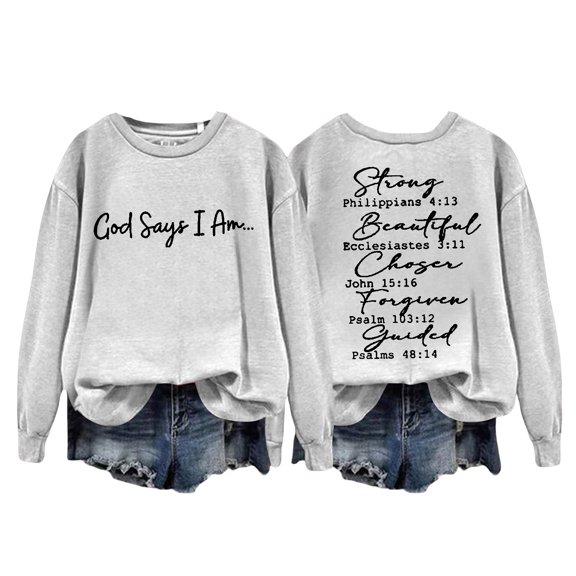 Clothing 2025 Yajing Oversized Sweatshirt for Women God Says I Am Sweatshirt for Women Winter Sweatshirt Cold Crewneck Sweatshirt Sweatshirt for Women White Xl