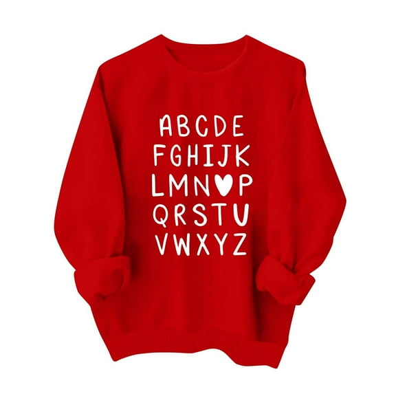 Clothing 2025 Yajing Oversized Sweatshirt for Women Sweatshirt for Women Valentines Day Gifts Heart Sweater Shirts Love Heart Red Crewneck L Pink