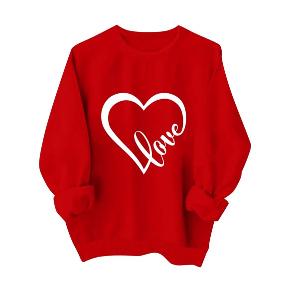 Clothing 2025 Yajing Oversized Sweatshirt for Women Sweatshirt for Women Valentines Day Gifts Heart Sweater Shirts Love Heart Red Crewneck S Red