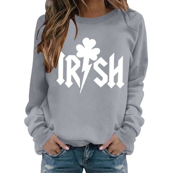 Clothing! Yajing Oversized Sweatshirt for Women Sweatshirt for Women Women's Casual Autumn Hoodless Fashion Printed Sweatshirt L Gray