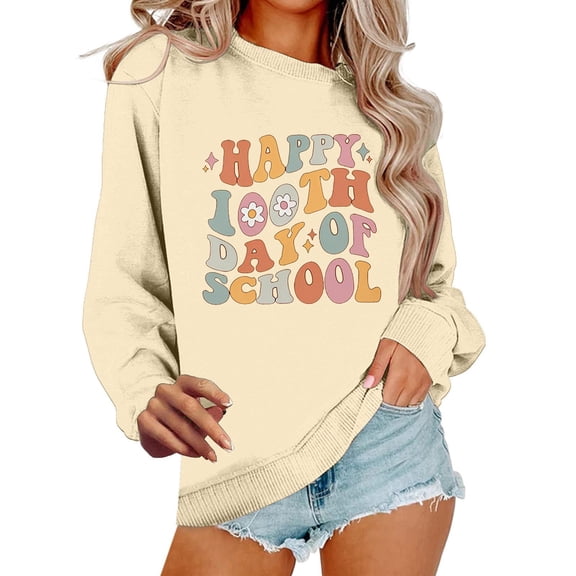Clothing 2025 Yajing Oversized Sweatshirt for Women Sweatshirt for Women Women's Casual Round Neck School Season Long Sleeved Hoodie Xl Beige