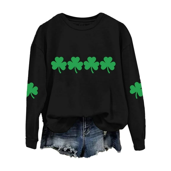 Clothing! Yajing Oversized Sweatshirt for Women Sweatshirt for Women Women's St Pa Trick's Day Print Sweatshirt Xxl Black