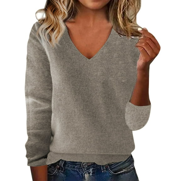 Clearance! Yajing Pullover Sweaters for Women European and American Solid Color Loose Spring and Autumn One Word Shoulder Exposed Shoulder Hood Jacket Sweater Women's Pullover Sweaters Silver L