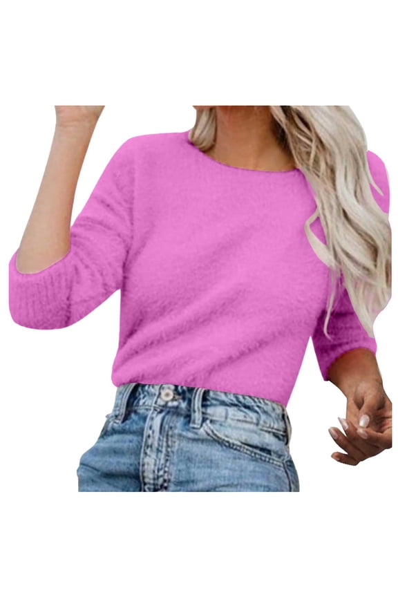 Pullover Sweaters for Women Fuzzy Sweater for Women Cowl Neck Long Sleeve Sweaters Women's Fashionable Long Sleeve Pullovers Women's Pullover Sweaters Purple Xxxxl