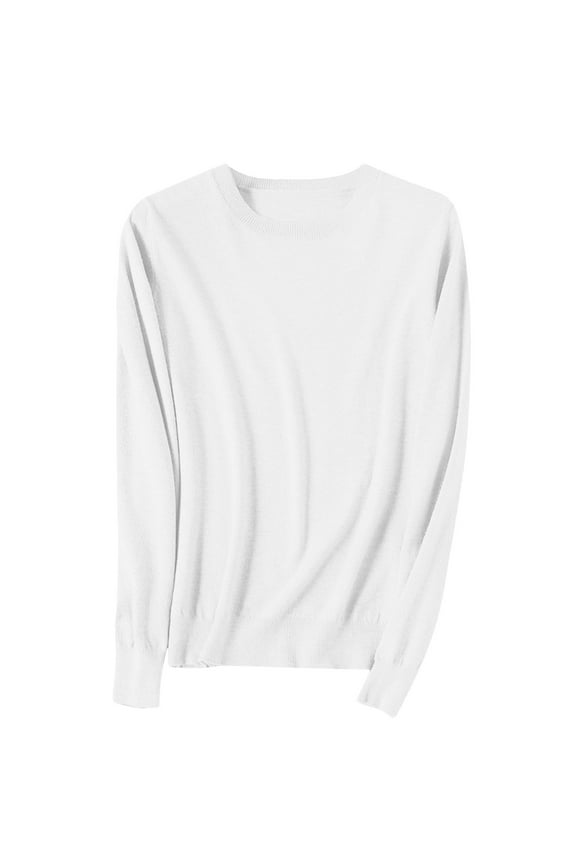 Pullover Sweaters for Women Xxl White Light Sweaters for Women Long Sleeve Crew Neck Lightweight Soft Knitted Pullover Knitted Blouse