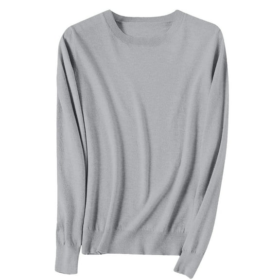 Yajing Pullover Sweaters for Women Xxxl Gray Light Sweaters for Women Long Sleeve Crew Neck Lightweight Soft Knitted Pullover Knitted Blouse