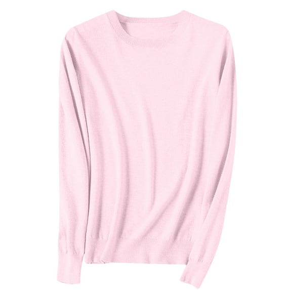 Yajing Pullover Sweaters for Women Xxl Pink Light Sweaters for Women Long Sleeve Crew Neck Lightweight Soft Knitted Pullover Knitted Blouse