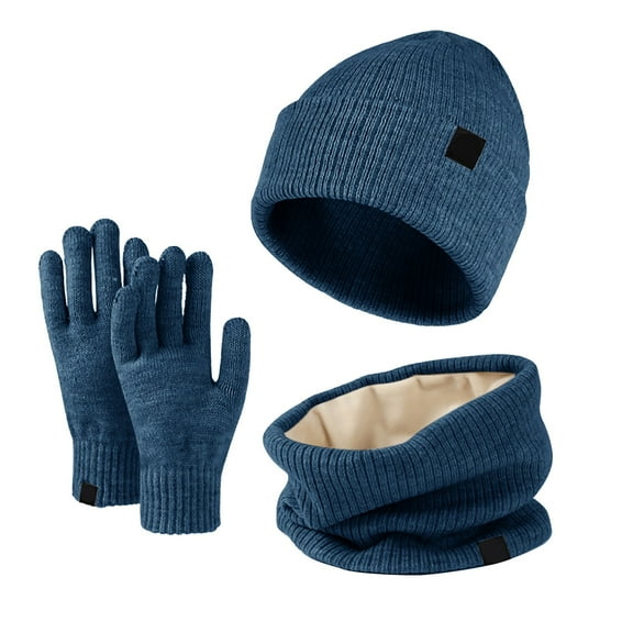 Clothing 2025!Yajing Scarf and Gloves Set for Women Women&Men Warm Cute Wool Hat Scarf Slouchy Three Pieces Hat and Scarf Set for Women Blue One Size