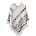 thumbnail image 1 of Clothing 2025 Yajing Shawl Wraps for Women Colourful Splice Poncho with Tassels Knitted Shawl Pullover Cape Gifts for Women Sweater Tassel Hem Shawl Wrap Cloak One Size Gray, 1 of 4