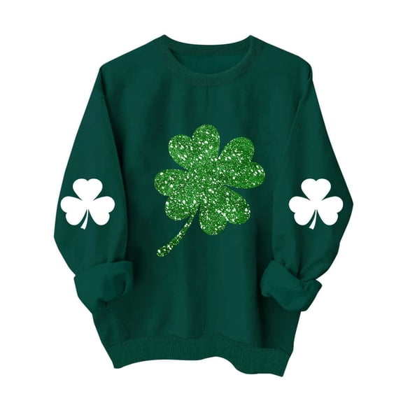 Clothing! Yajing Sweatshirt for Women St Patricks Day Shirt Women Lucky Shamrock St Patrick Sweatshirts Crewneck Oversized Long Sleeve Shirts S Green