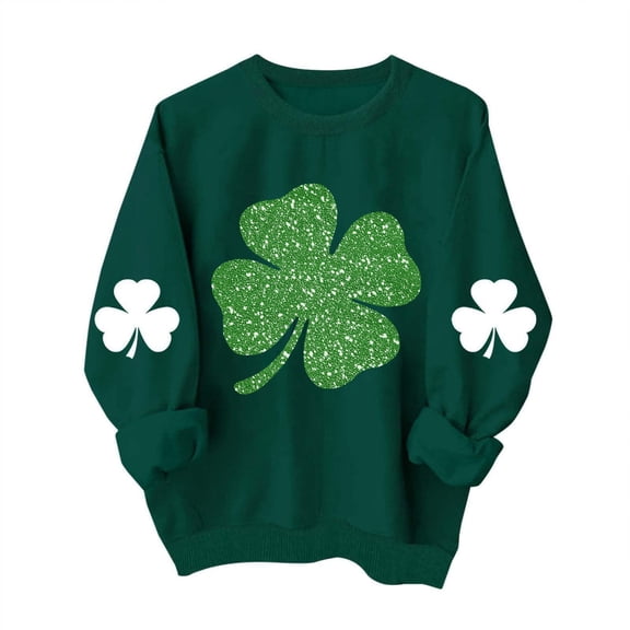 Clothing! Yajing Sweatshirt for Women St Patricks Day Shirt Women Lucky Shamrock St Patrick Sweatshirts Crewneck Oversized Long Sleeve Shirts S Green