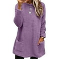 thumbnail image 1 of Clearance! Yajing Sweatshirt for Women Womens Winter Coat Loose Wool Jacket Long Sleeved Jumper with Pockets Oversized Sweatshirt for Women Purple Xl, 1 of 6