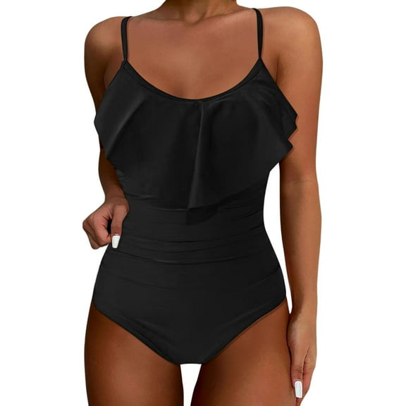 Clothing 2025 Yajing Tankini Swimsuits for Women S Black Womens Swimsuit Tummy Bathing Suit Cute Slimming Flattering Ruffle Ladies Swimwear