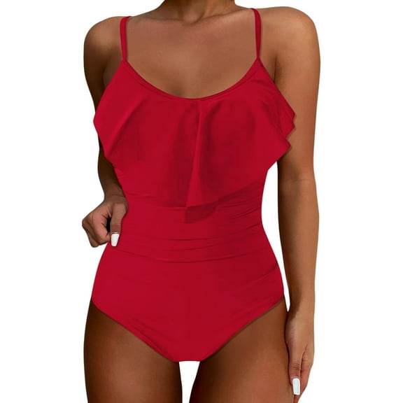 Clothing 2025 Yajing Tankini Swimsuits for Women S Red Womens Swimsuit Tummy Bathing Suit Cute Slimming Flattering Ruffle Ladies Swimwear