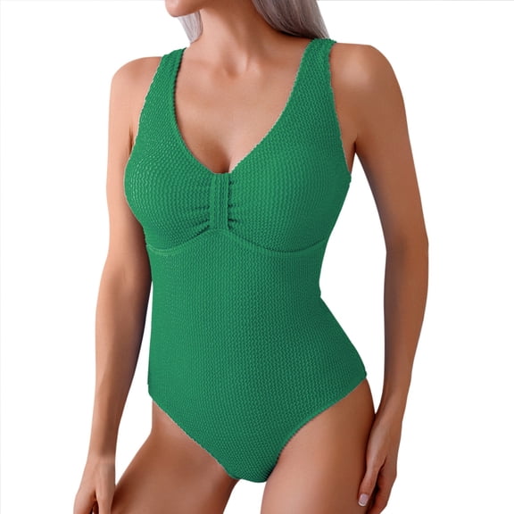 Yajing Women's Solid Color Backless Swimsuit with Wide Straps Comfortable Swimsuit Tube Top Bikini Green Xl Tummy Control Swimsuits for Women