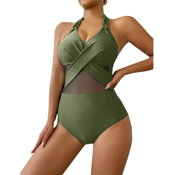 Yajing Womens Swimsuits Tummy Crisscross V Neck Bathing Suits Adjustable Straps Swimwear Green Xl Tummy Control Swimsuits for Women
