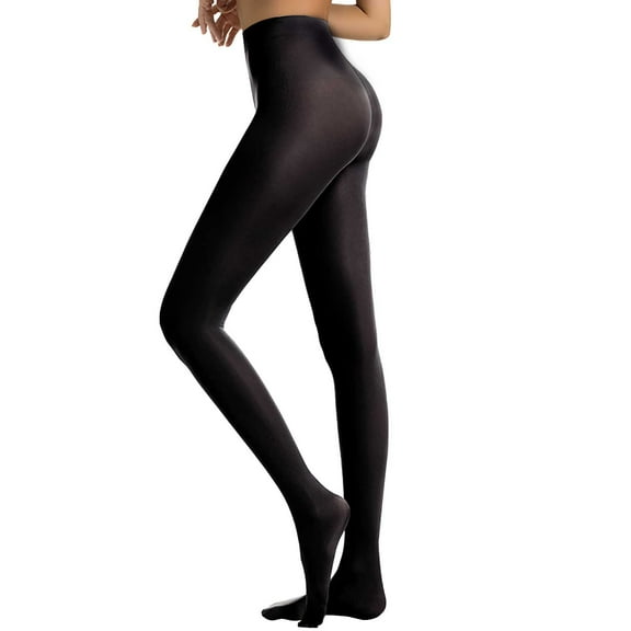 Clearance! Yajing Fleece Lined Tights Women Semi Opaque Girls Leggings Solid Color Footed Pantyhose Tights L Black