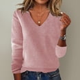thumbnail image 1 of Clearance! Yajing Women's Pullover Sweaters Loose Ladies Sweater Spring and Autumn One Word Shoulder Exposed Shoulder Hood Jacket Sweater Pullover Sweaters for Women Pink Xxl, 1 of 4