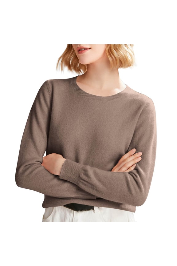 Clothing 2025 Yajing Women's Pullover Sweaters for Women Long Sleeve Crew Neck Soft Warm Pullover Tops Lightweight Wool Knit Sweater Xxl Brown