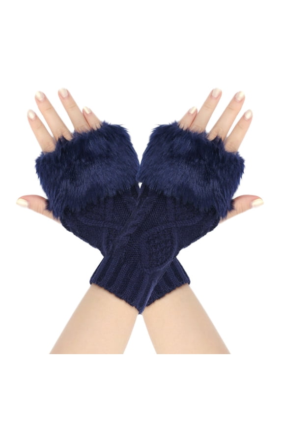 Clothing 2025 Yajing Womens Mittens One Size Blue Short Bow Gloves Autumn and Winter Women's Cute Wrist Knitted Wool Warm Fingerless Gloves
