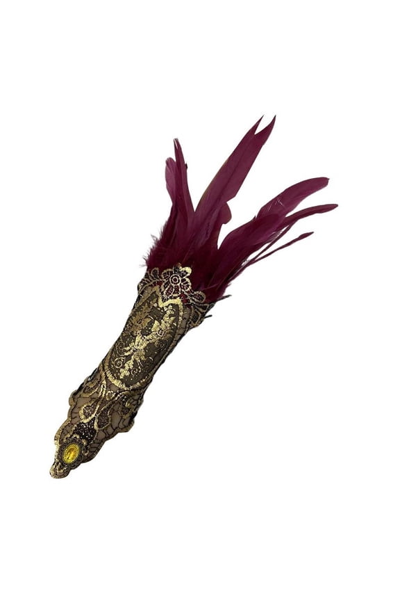 Clearance! Yajing Womens Mittens One Size Red Women's Gothic Style Feather Gloves Hollowed Out Gold Lace Arm Carnival Gloves