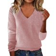 thumbnail image 1 of Yajing Pullover Sweaters for Women L Pink European and American Solid Color Loose Ladies Sweater Spring and Autumn One Word Shoulder Exposed Shoulder Hood Jacket Sweater, 1 of 3