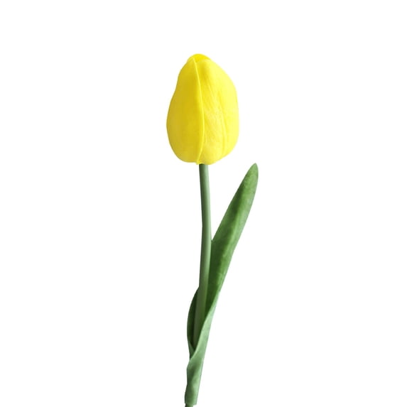 Clearance | Yellow Artificial Tulip Flower Single Stem, Realistic Faux Tulip with Velvety Petals for Home Vase Wedding Bouquet DIY Floral Arrangement Decor
